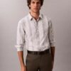 Camisa Justa Elástica Supima com Risca Tingida no Fio