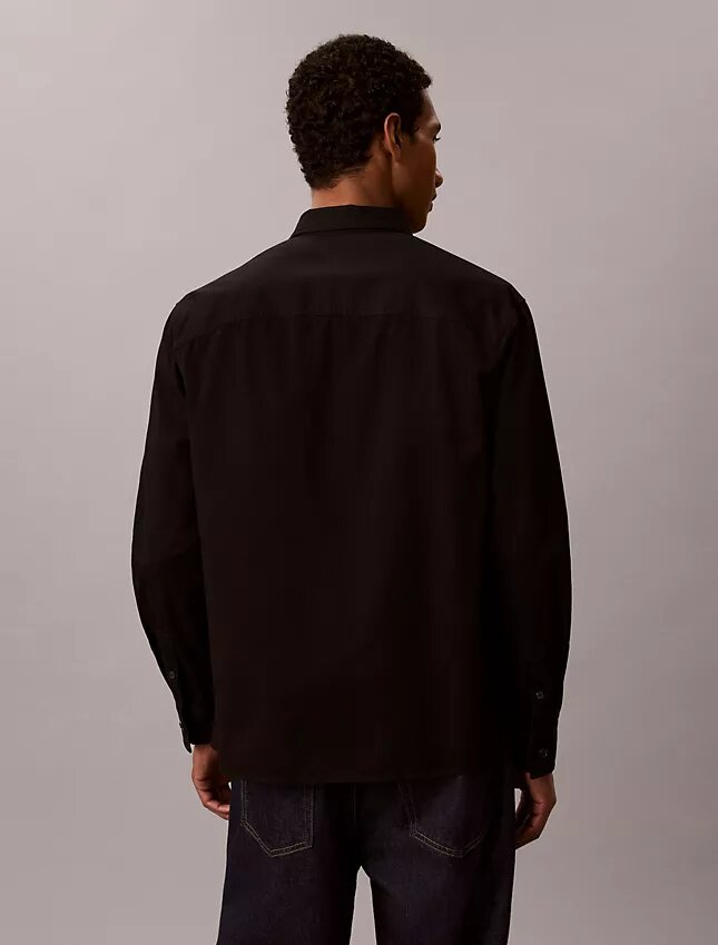 Camisa larga em sarja lavada Camisa larga em sarja lavada