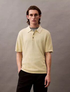 Camisa polo clássica em mistura de linho