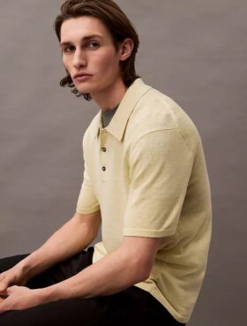 Camisa polo clássica em mistura de linho