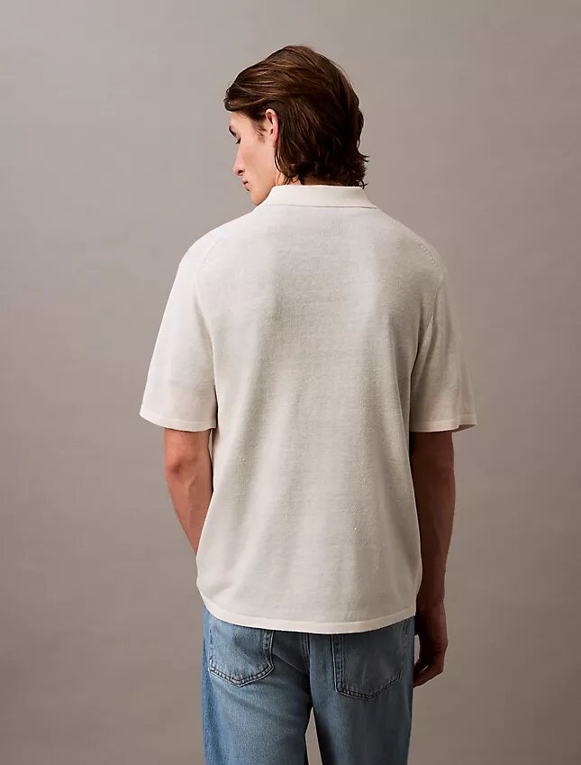 Camisa polo clássica em mistura de linho Camisa polo clássica em mistura de linho