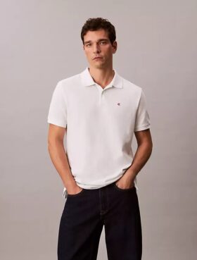Camisa polo clássica em piqué de algodão