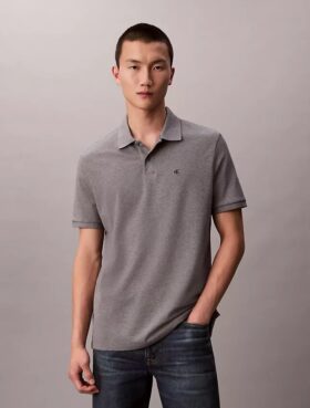 Camisa polo clássica em piqué de algodão