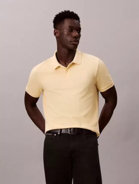 Camisa polo clássica em piqué de algodão