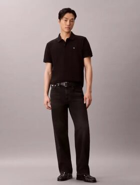 Camisa polo clássica em piqué de algodão