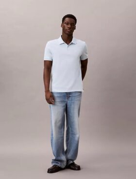 Camisa polo clássica em piqué de algodão