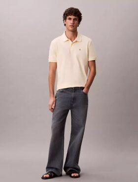Camisa polo clássica em piqué de algodão