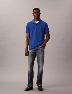 Camisa polo clássica em piqué de algodão