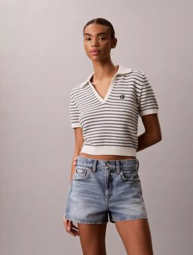 Camisa polo com costura às riscas