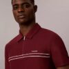 Camisa polo com fecho de correr de um quarto e debrum contrastante