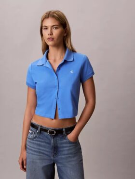 Camisa polo curta em jersey refrescante