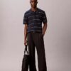 Camisa polo de malha às riscas em algodão Camisa polo de malha às riscas em algodão