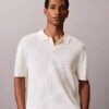 Camisa polo em malha canelada Camisa polo em malha canelada