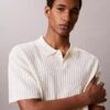 Camisa polo em malha canelada Camisa polo em malha canelada