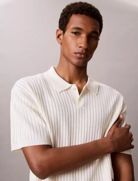 Camisa polo em malha canelada