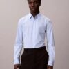 Camisa slim de algodão elástico com padrão xadrez Camisa slim de algodão elástico com padrão xadrez
