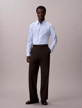 Camisa slim de algodão elástico com padrão xadrez