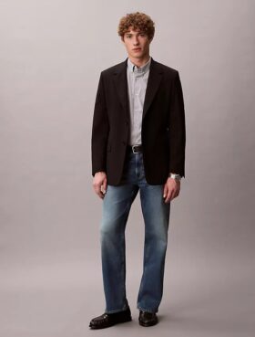 Camisa slim de algodão elástico com padrão xadrez