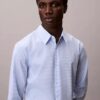 Camisa slim de algodão elástico com padrão xadrez Camisa slim de algodão elástico com padrão xadrez
