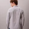 Camisa slim de algodão elástico com padrão xadrez Camisa slim de algodão elástico com padrão xadrez