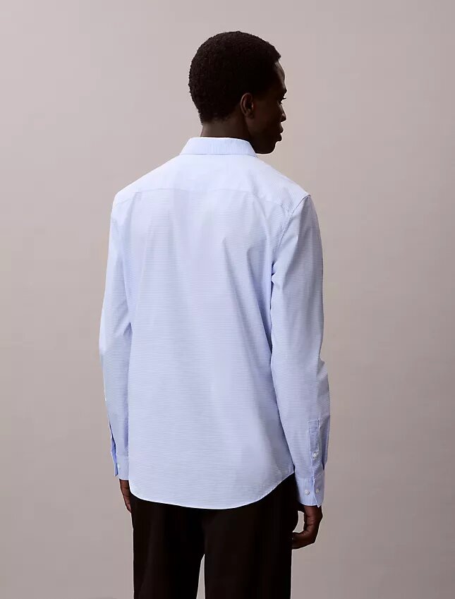 Camisa slim de algodão elástico com padrão xadrez Camisa slim de algodão elástico com padrão xadrez