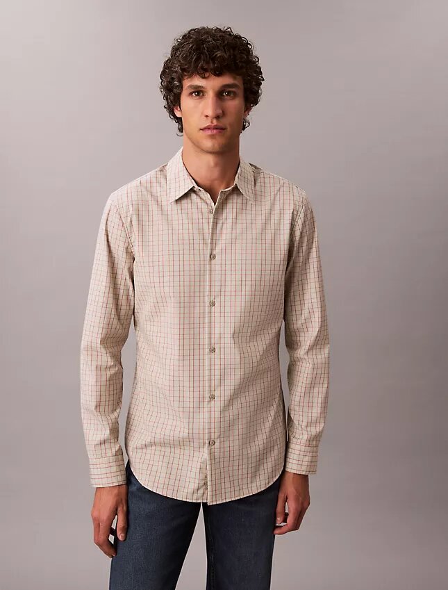 Camisa slim de xadrez em Cotton Stretch com botões Camisa slim de xadrez em Cotton Stretch com botões