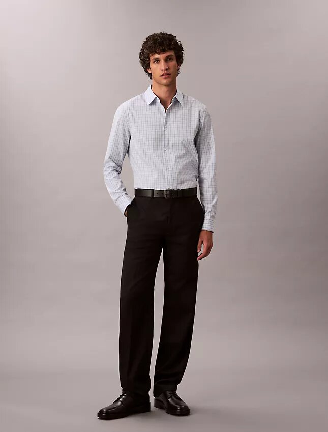 Camisa slim de xadrez em Cotton Stretch com botões Camisa slim de xadrez em Cotton Stretch com botões