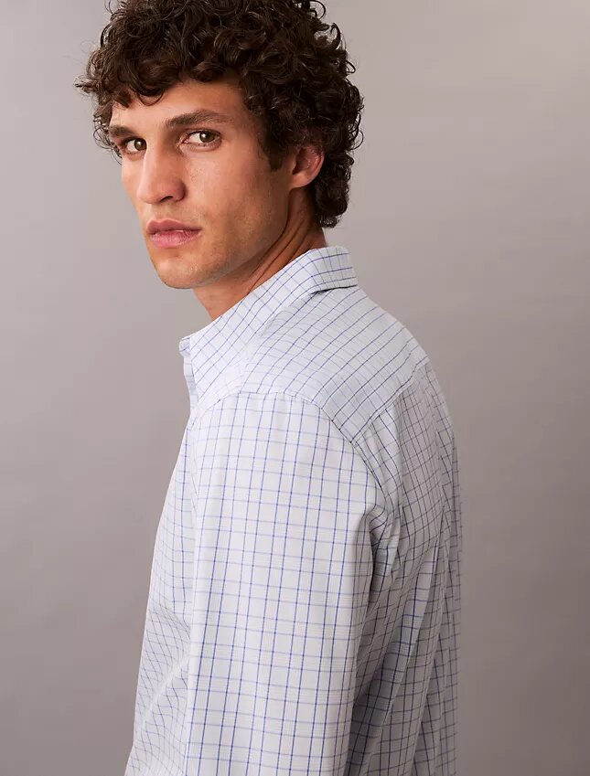 Camisa slim de xadrez em Cotton Stretch com botões Camisa slim de xadrez em Cotton Stretch com botões