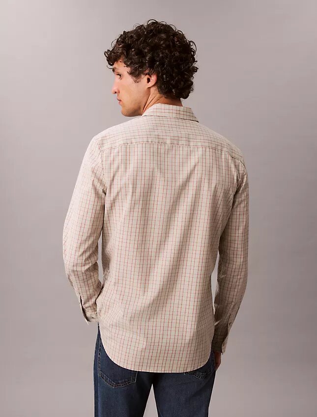 Camisa slim de xadrez em Cotton Stretch com botões Camisa slim de xadrez em Cotton Stretch com botões