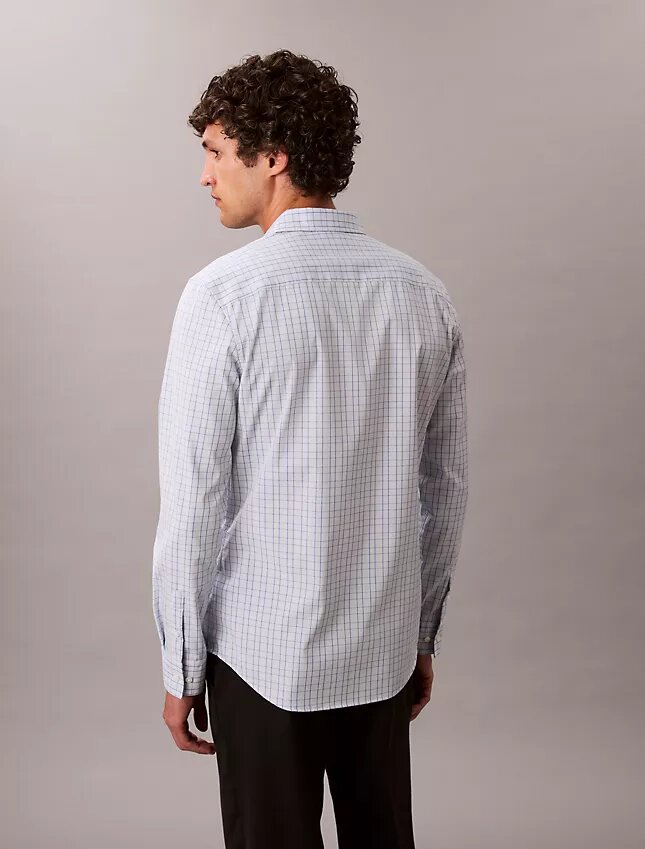 Camisa slim de xadrez em Cotton Stretch com botões Camisa slim de xadrez em Cotton Stretch com botões