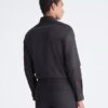 Camisa social de corte justo em algodão com padrão em espinha Camisa social de corte justo em algodão com padrão em espinha