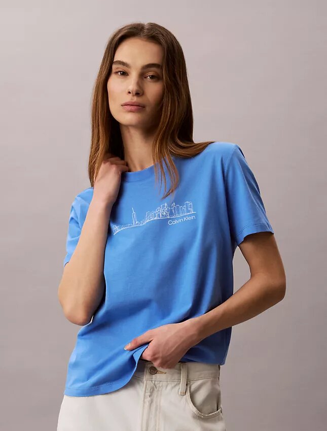 Camiseta clássica com grafismo da paisagem urbana de Nova Iorque Camiseta clássica com grafismo da paisagem urbana de Nova Iorque