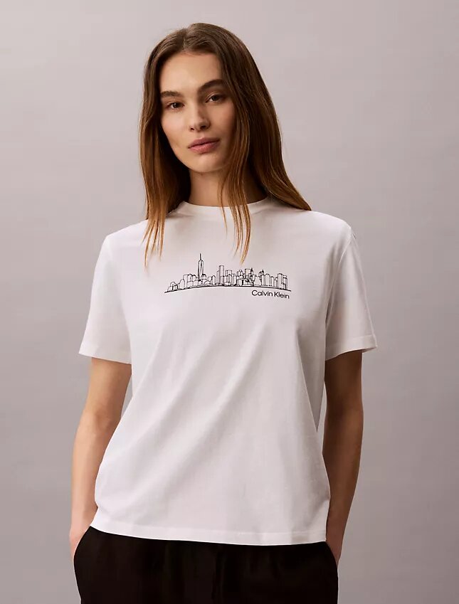 Camiseta clássica com grafismo da paisagem urbana de Nova Iorque Camiseta clássica com grafismo da paisagem urbana de Nova Iorque