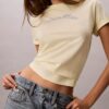 Camiseta clássica com logótipo em feltro Camiseta clássica com logótipo em feltro