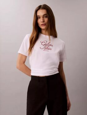 Camiseta clássica com logótipo em letra cursiva