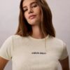 Camiseta Curta com Logotipo em Malha Canelada Camiseta Curta com Logotipo em Malha Canelada