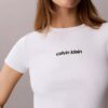 Camiseta Curta com Logotipo em Malha Canelada Camiseta Curta com Logotipo em Malha Canelada