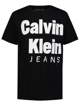 Camiseta de gola redonda com logótipo Ckj em destaque para meninos