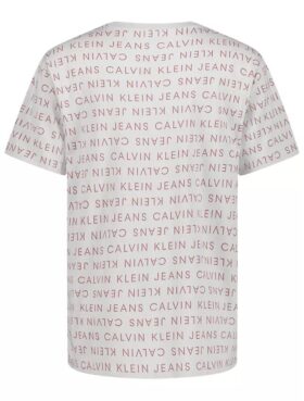 Camiseta de gola redonda com palavras por toda a peça para meninos