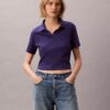 Camiseta polo com canelado em algodão Camiseta polo com canelado em algodão