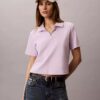 Camiseta polo com canelado em algodão Camiseta polo com canelado em algodão