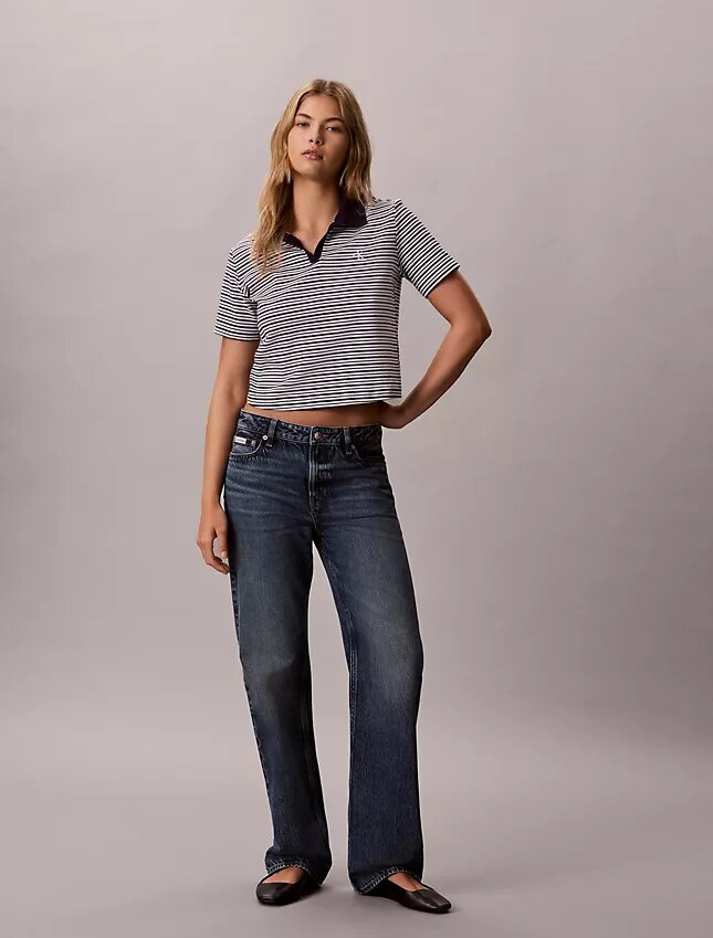 Camiseta polo com canelado em algodão Camiseta polo com canelado em algodão
