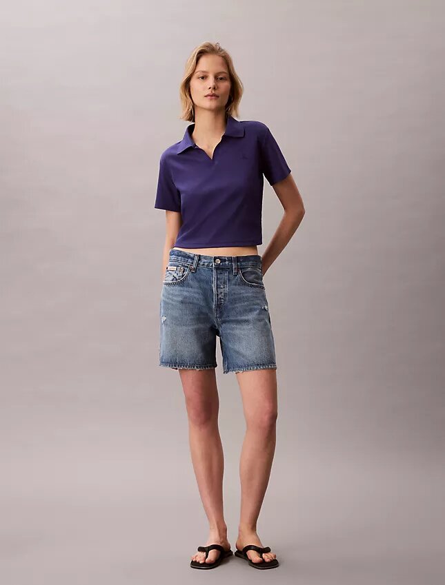 Camiseta polo com canelado em algodão Camiseta polo com canelado em algodão
