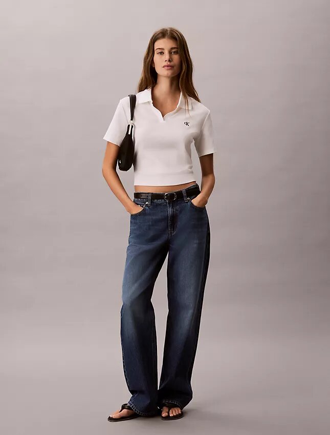 Camiseta polo com canelado em algodão Camiseta polo com canelado em algodão