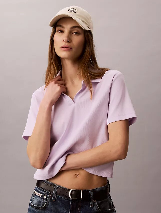 Camiseta polo com canelado em algodão Camiseta polo com canelado em algodão