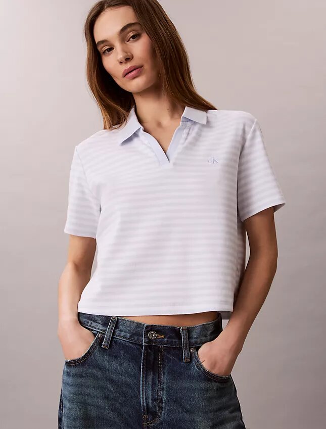 Camiseta polo com canelado em algodão Camiseta polo com canelado em algodão