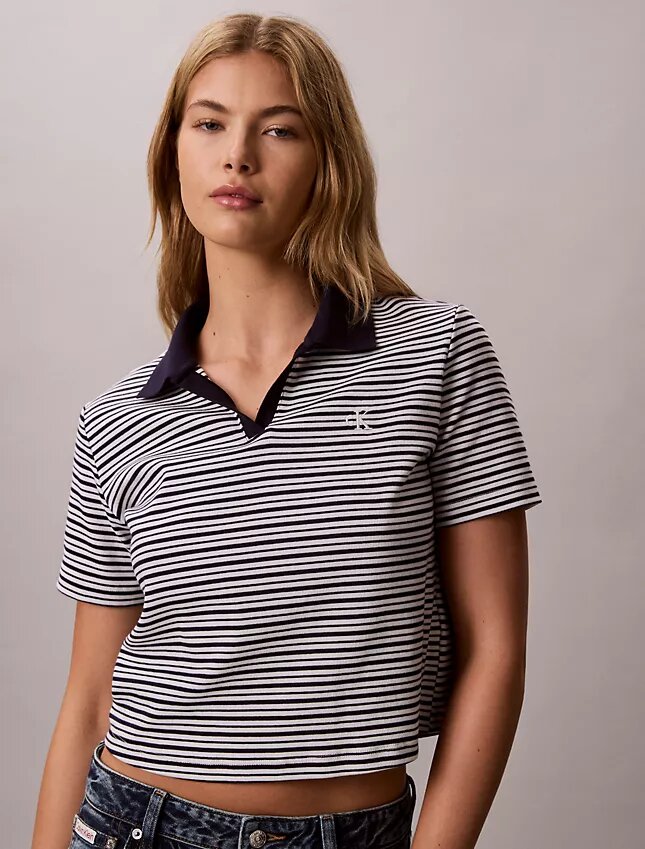 Camiseta polo com canelado em algodão Camiseta polo com canelado em algodão