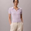 Camiseta polo de malha de algodão lisa Camiseta polo de malha de algodão lisa