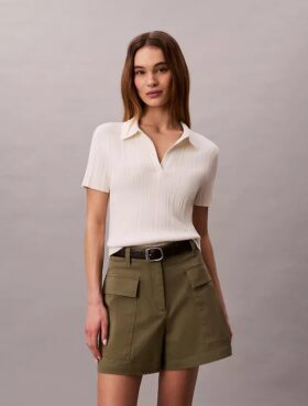 Camiseta polo de malha de algodão lisa