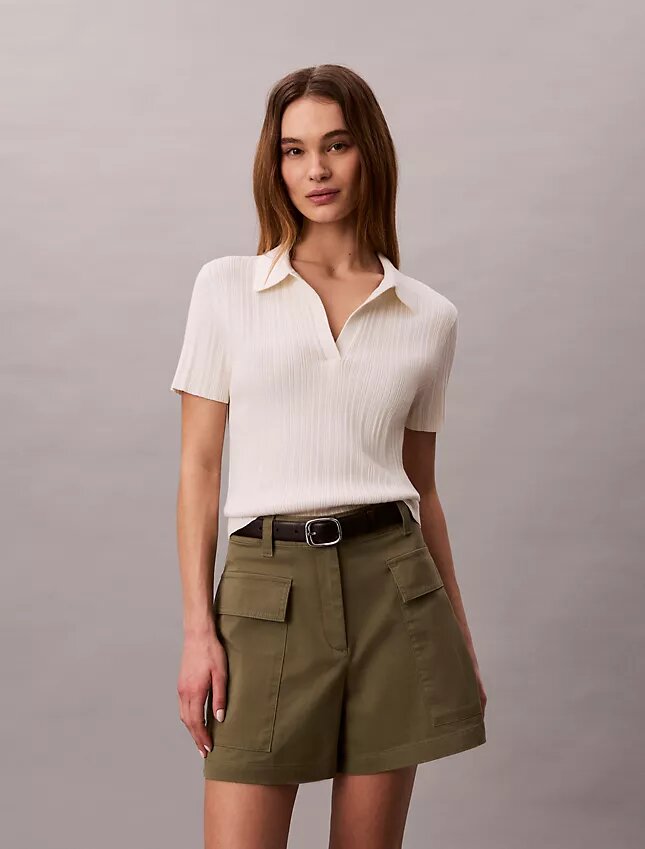 Camiseta polo de malha de algodão lisa Camiseta polo de malha de algodão lisa